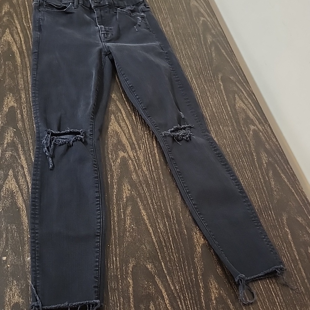 MOTHER High Waisted Looker Ankle Fray Jeans  Denim Sz 25